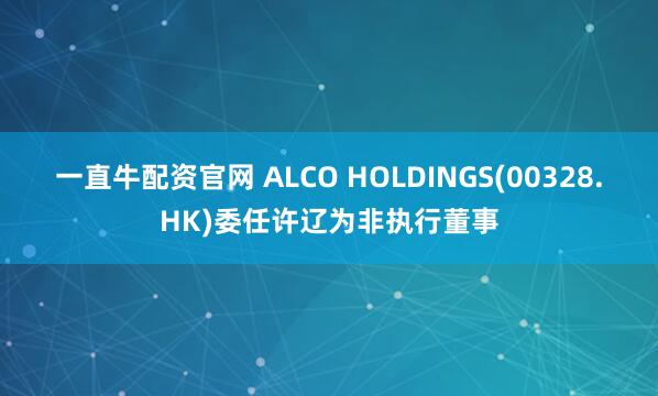 一直牛配资官网 ALCO HOLDINGS(00328.HK)委任许辽为非执行董事