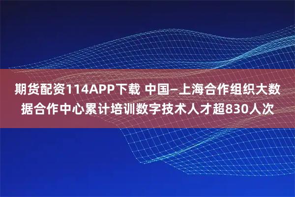期货配资114APP下载 中国—上海合作组织大数据合作中心累计培训数字技术人才超830人次